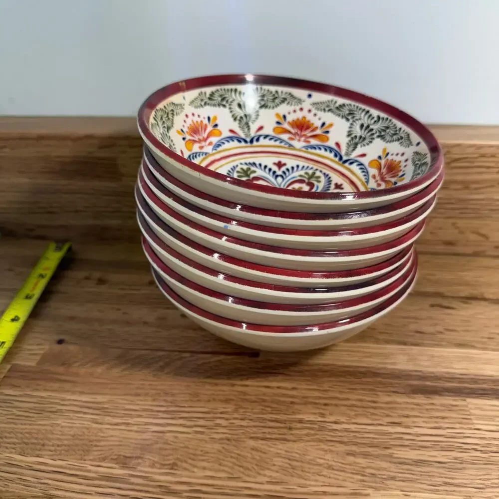 Williams Sonoma Melamine Italian Floral Soup Cereal Bowls Set of 8 8 Inch